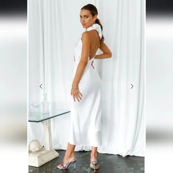 Hello Molly • Nobody's Love Maxi Dress White Satin Dress - Picture 3 of 6